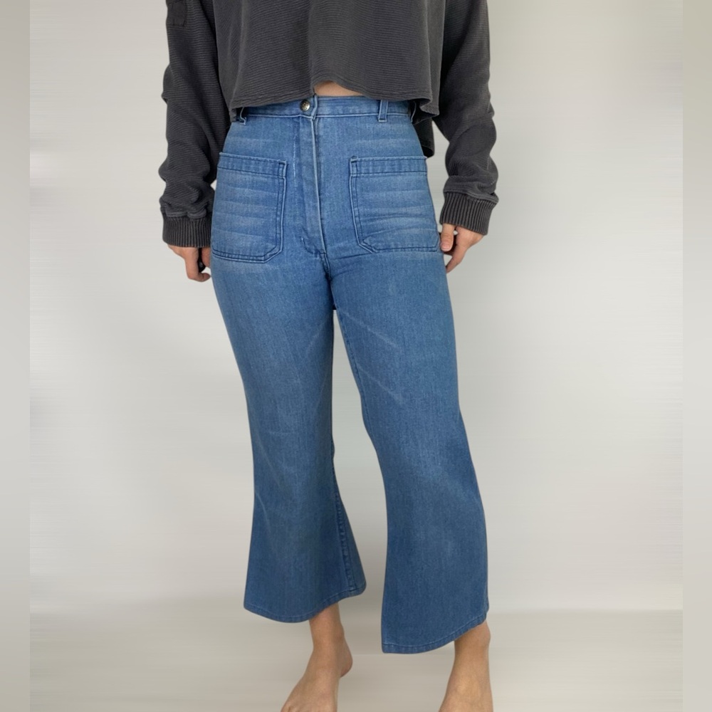NAVDUNGAREE 90s Vintage Bell Bottom Denim Jeans Slacks Utility‎
